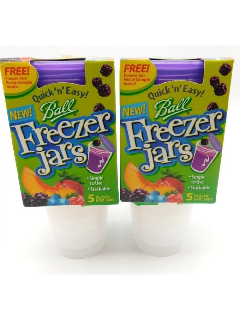 Ball Freezer Jars 8 Oz Plastic 2 Packs Of 5 Stackable Purple Twist On Lid 2005